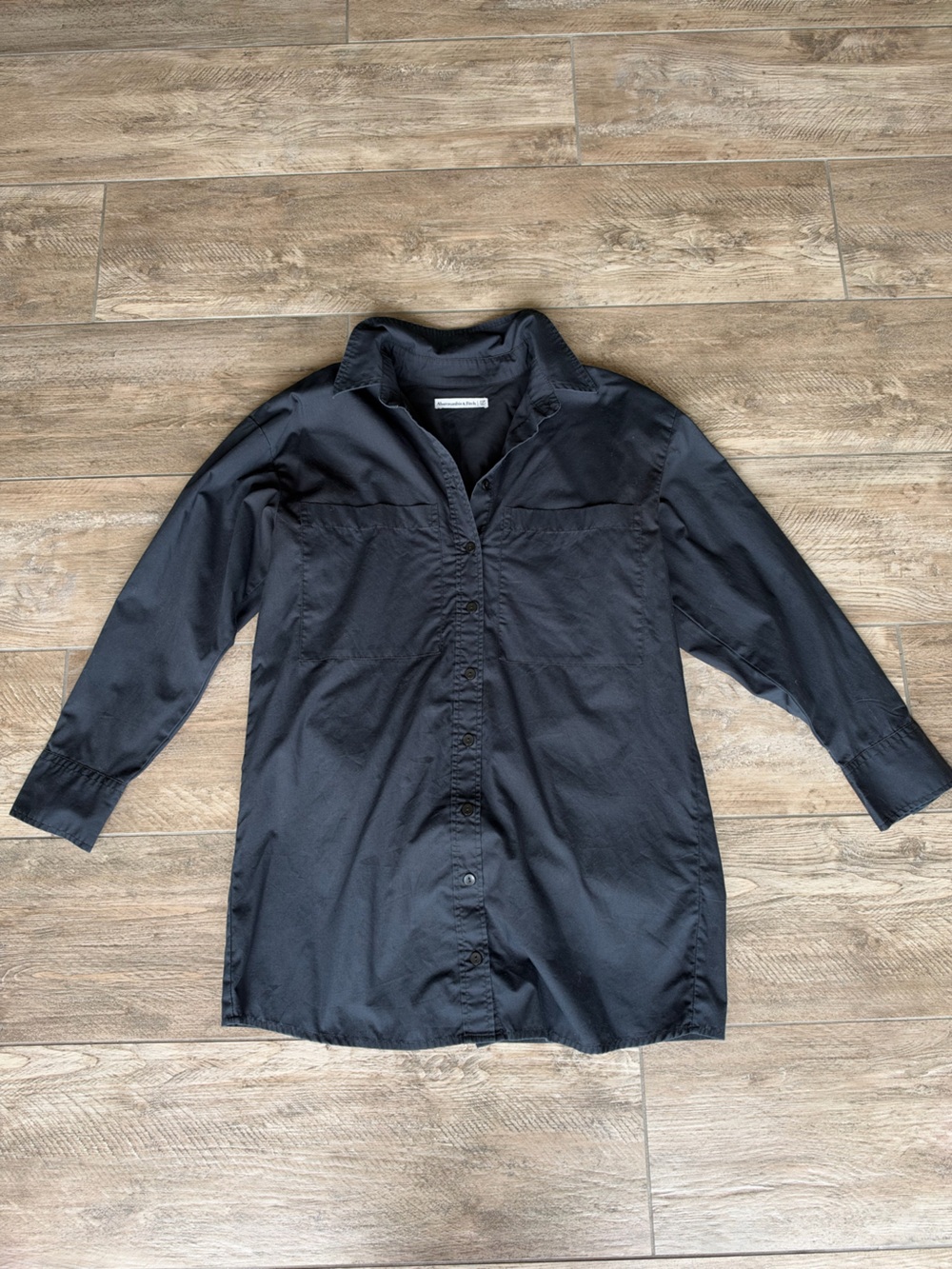 Abercrombie & Fitch Black Long-Sleeve Shirt Dress